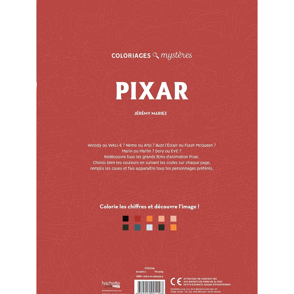 Раскраска по номерам на французском языке "Coloriages mystères Disney - Pixar" - 2