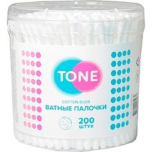 Ватные палочки TONE  200 шт/уп. в стакане круглом