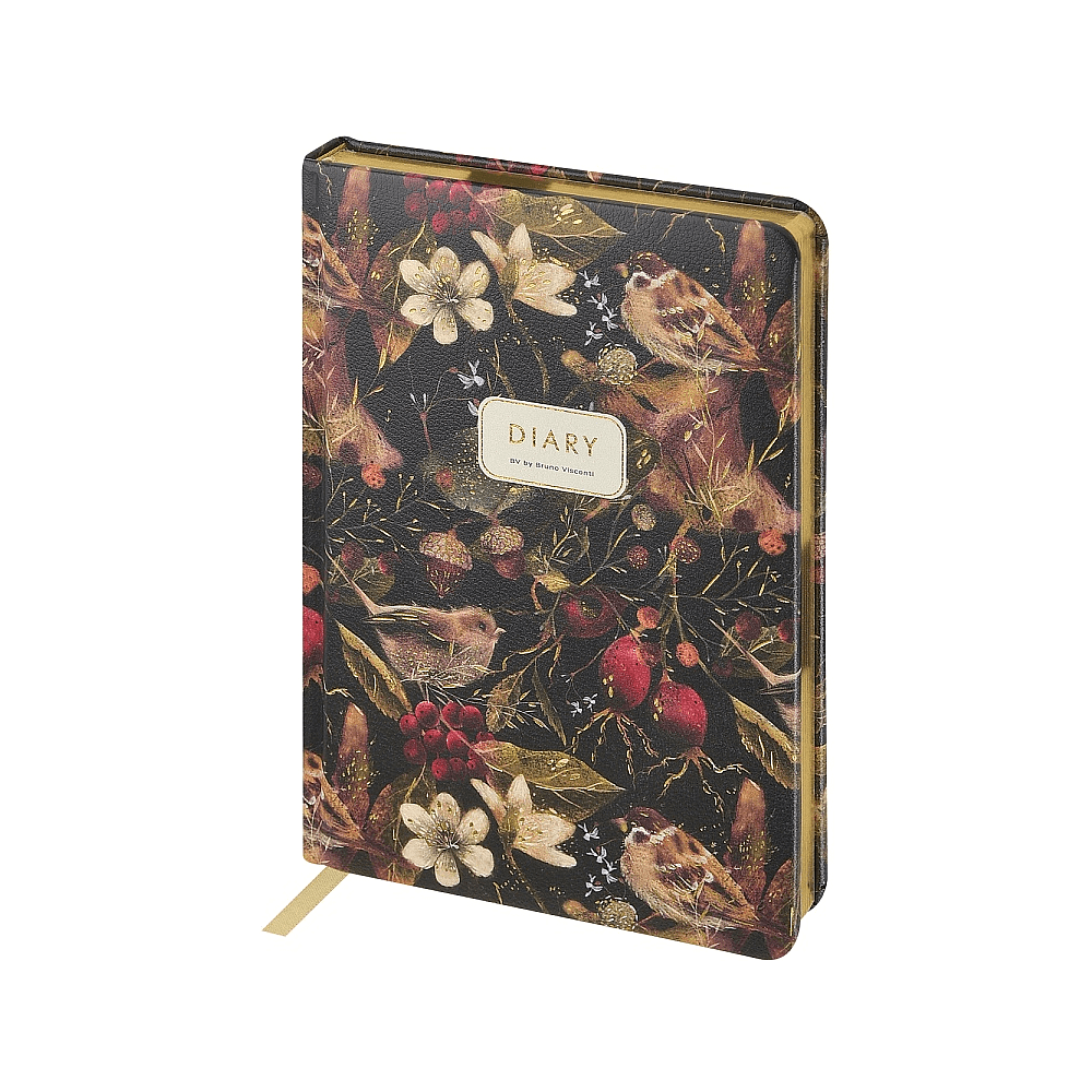 Ежедневник недатированный "Flora. Воробей", А5, 240 страниц, черный - 2