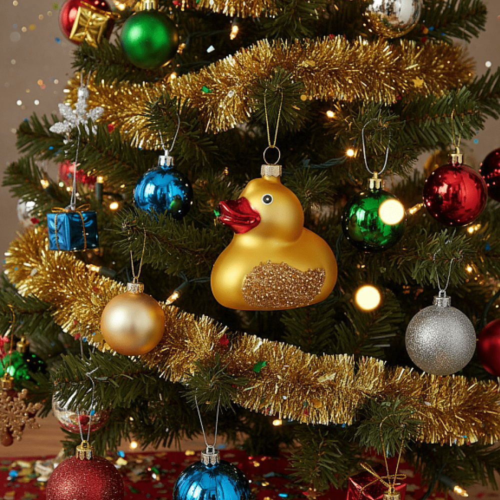 Украшение елочное "Уточка", 7 cм, стекло, желтый - 2
