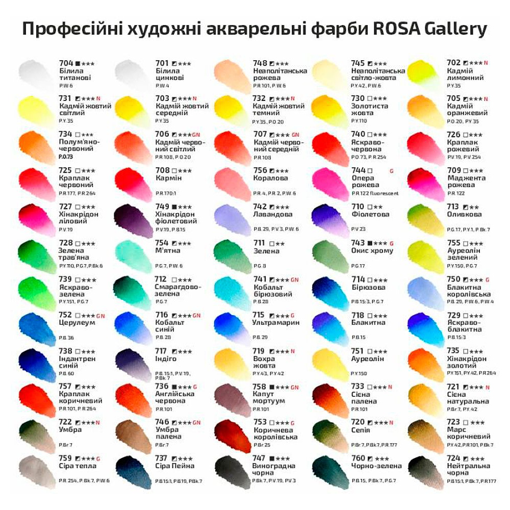 Краски акварельные "ROSA Gallery", 719 охра желтая, кювета - 2