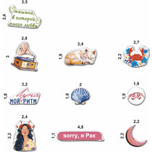 Набор наклеек объемных "Рак", А6, 1 лист, 10 шт.