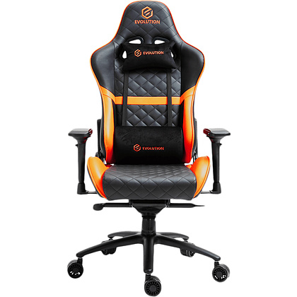 Кресло игровое Evolution Delta, экокожа, металл, черный, оранжевый - 2