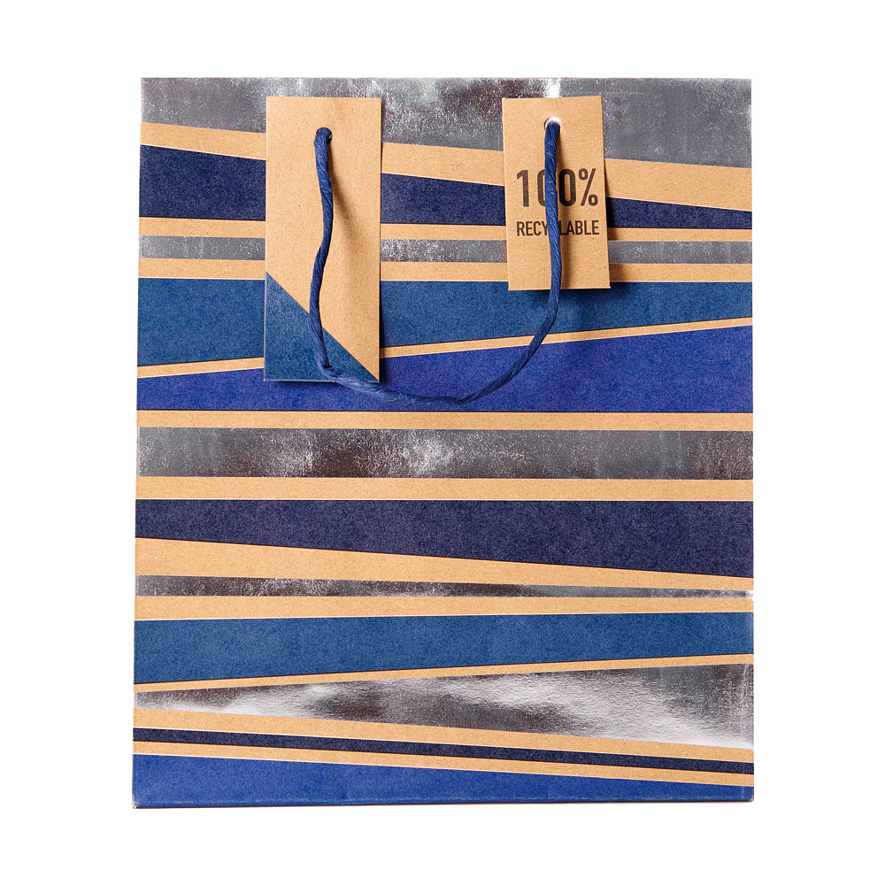 Пакет бумажный подарочный "Male stripe", 21.5x10.2x25.3 см - 2