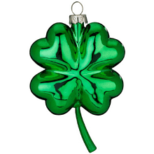 Украшение елочное "Клевер", 11 см, стекло, зеленый