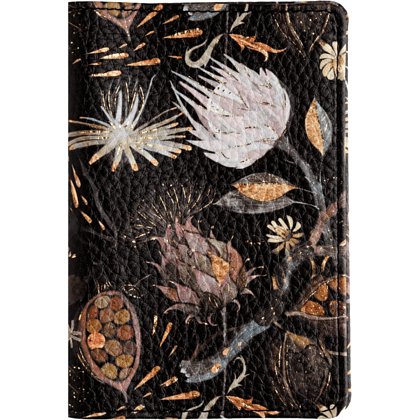 Обложка для паспорта "Flora. Ночные цветы", кожзам., черный - 2