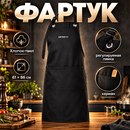 Набор сувенирный «Хлопковый фартук с карманом «Сам решу», черный