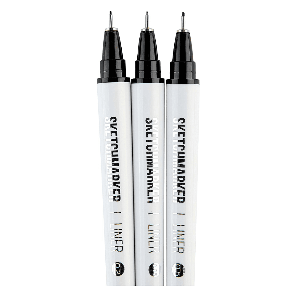 Набор ручек капиллярных "Sketchmarker", 3 шт (0.05, 0.2, 0.5 мм), лайнер, черный  - 3