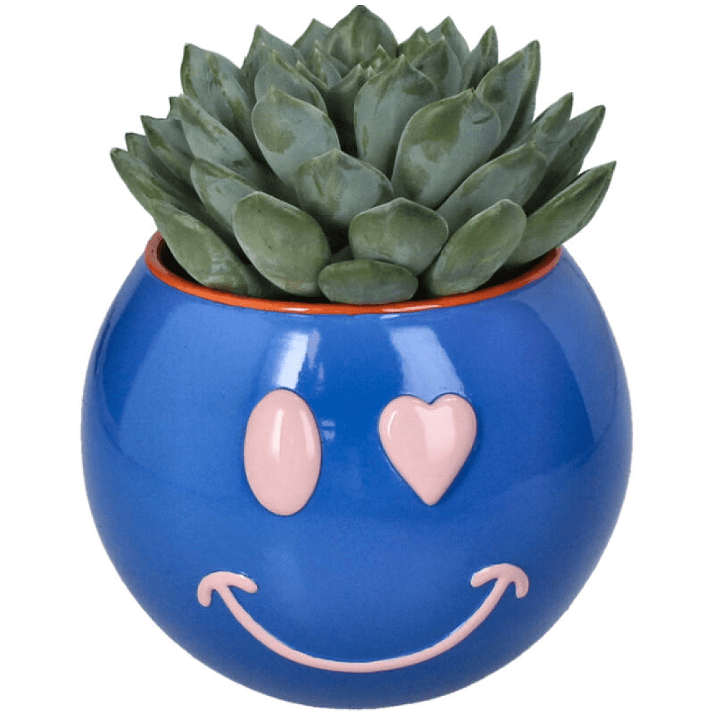 Кашпо "Smiley", полистоун, синий - 2