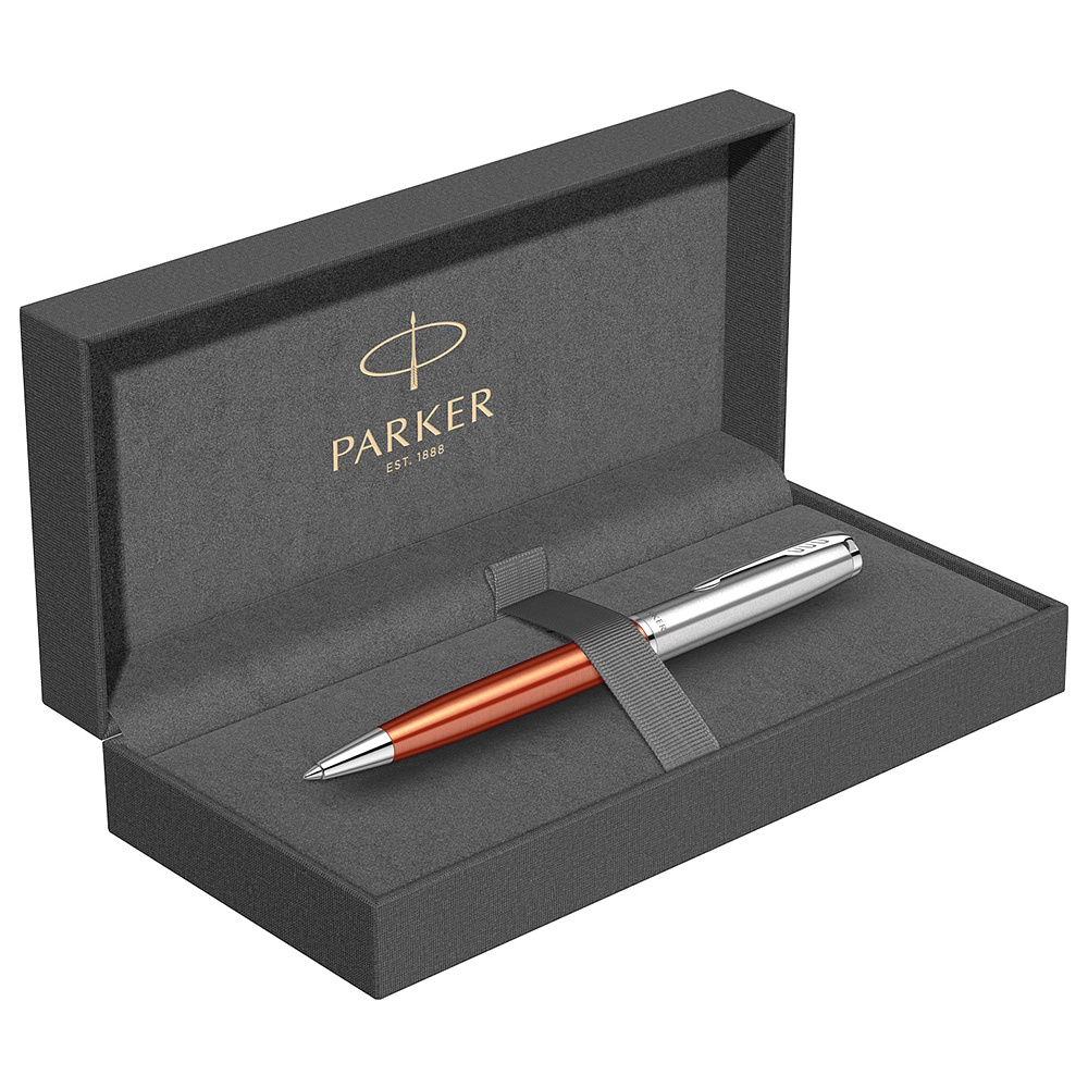 Ручка шариковая автоматическая Parker "Sonnet Essential SB K545", 0,7 мм, серебристый, оранжевый, стерж. черный - 3