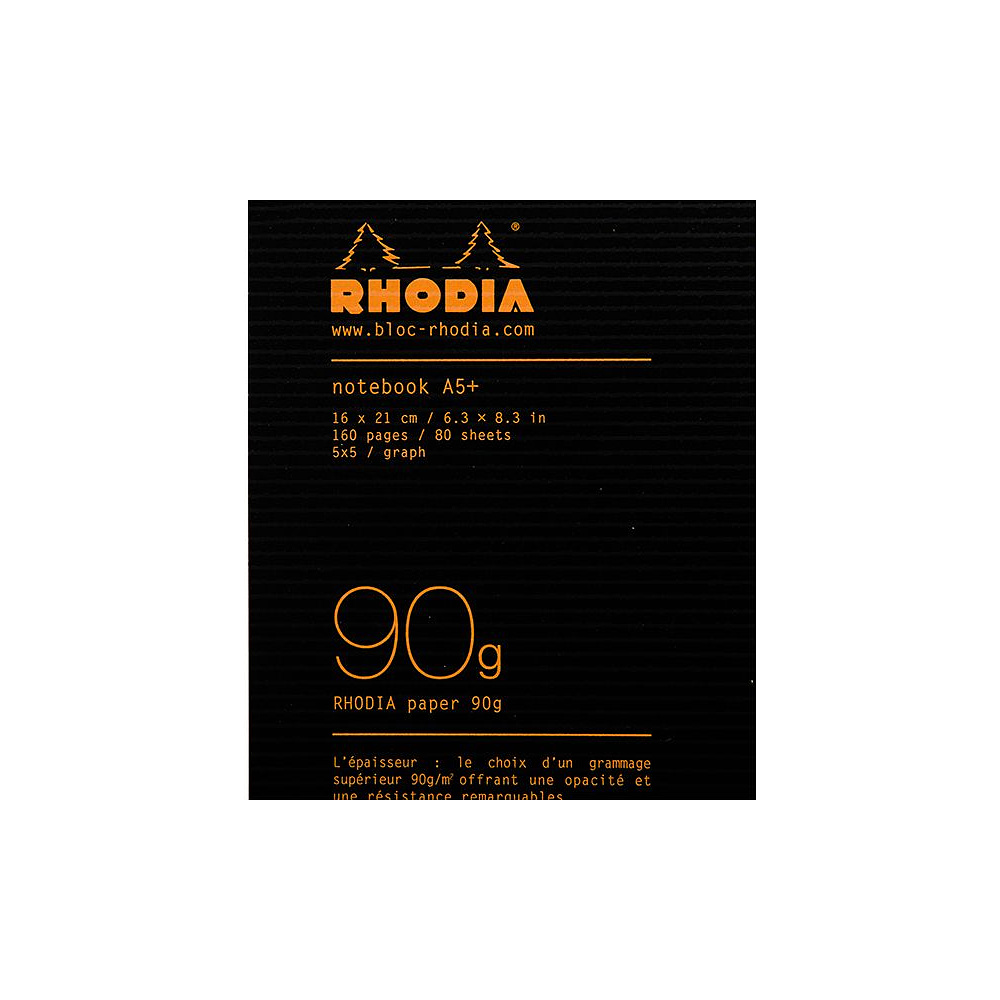 Блокнот "Rhodia", A5+, 80 листов, клетка, черный - 2