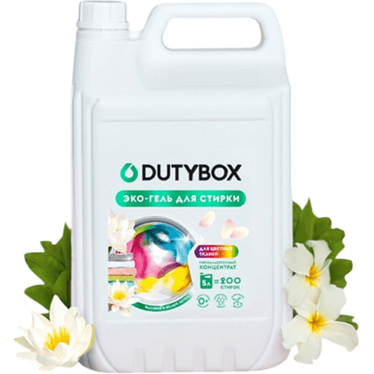 Средство для стирки Dutybox, Жасмин и белый лотос, 5 л, экологичное, для цветного белья, гель-концентрат