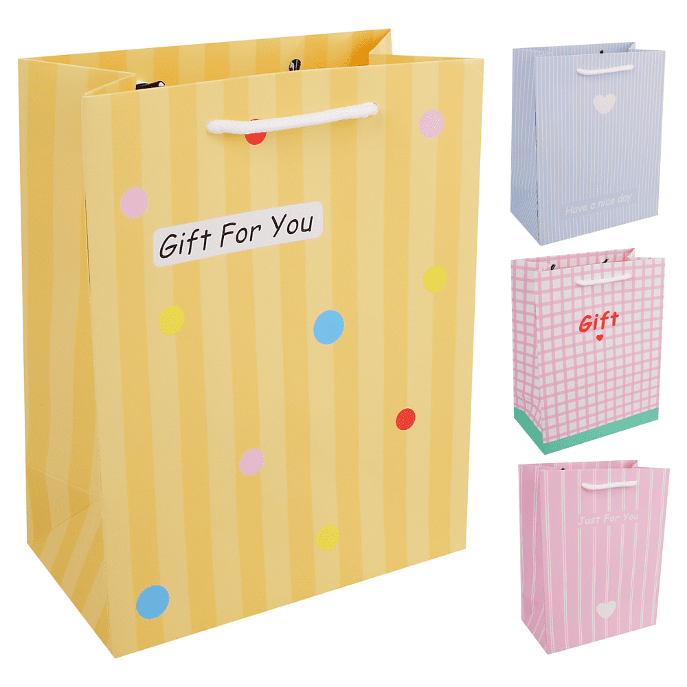 Пакет бумажный подарочный "Gift", 18х23х10 см, ассорти