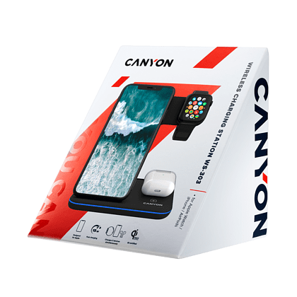 Беспроводное зарядное устройство "CANYON CNS-WCS303W" 3 in1, белый  - 9