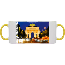 Кружка керамическая "L'arc de Mogilev", 320 мл, белый, желтый