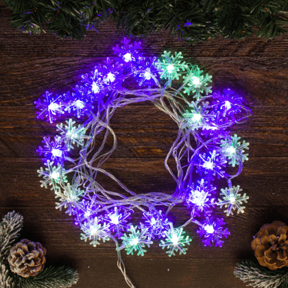 Гирлянда электрическая LED "Нить" с насадками "Снежинка", 4,5 м, мультиколор - 5