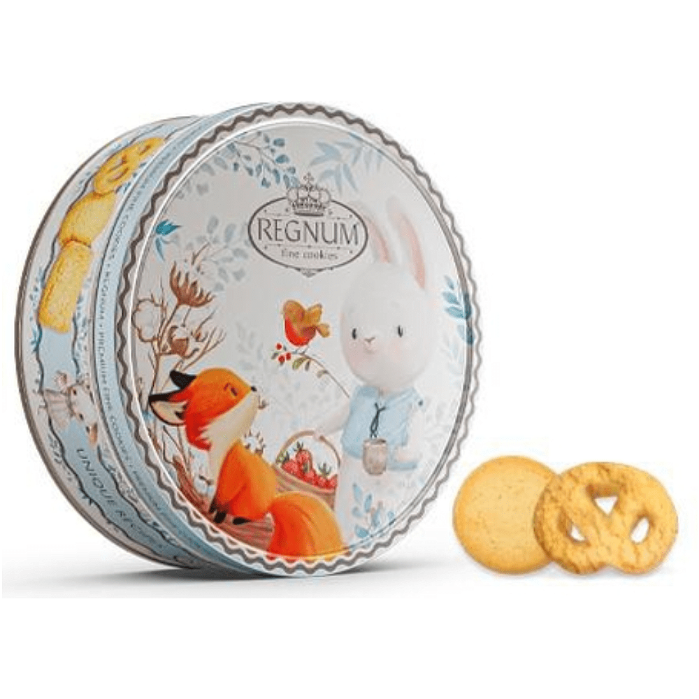 Печенье сдобное Regnum "Зайчик с корзинкой", в жестяной банке, 150 гр