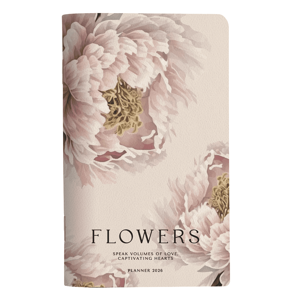 Планнер "Peony", датированный, 108х175 мм, 32 листа, персиковый, 2026