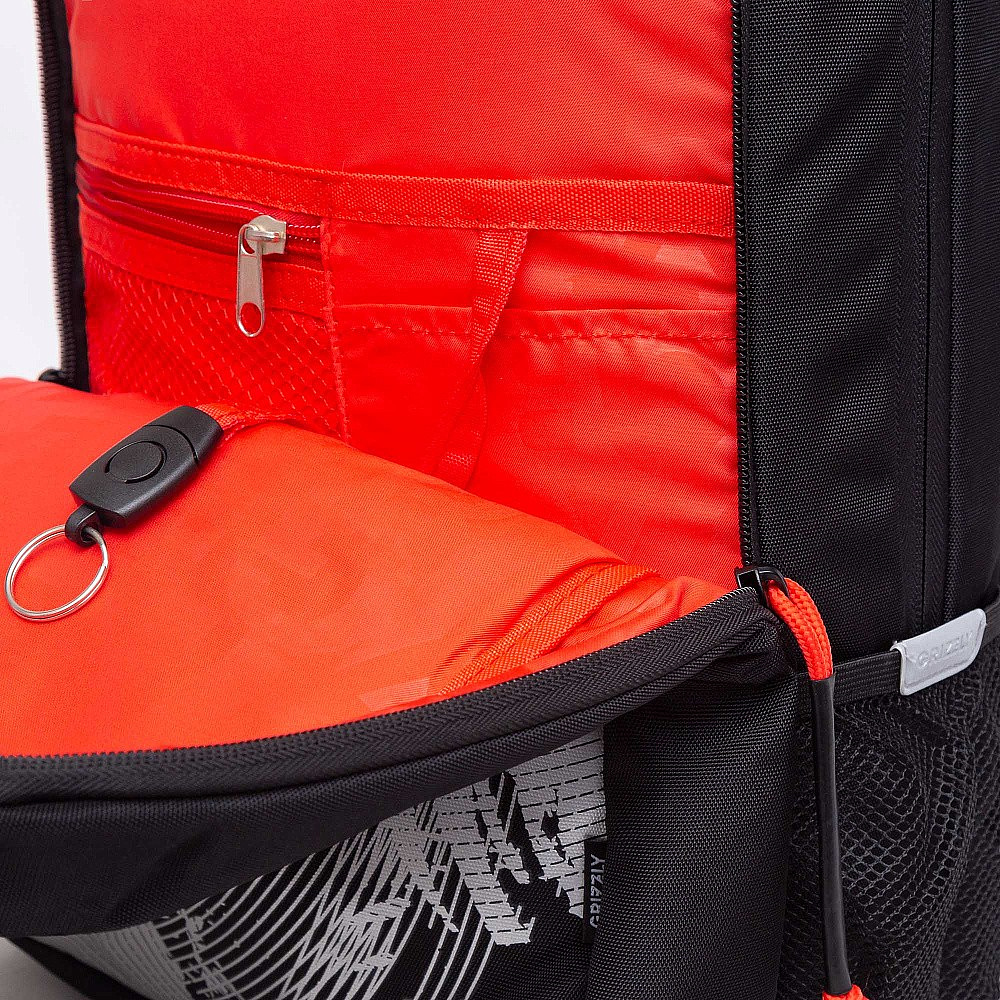 Рюкзак школьный "Sporty", с карманом для ноутбука, черный, красный - 8