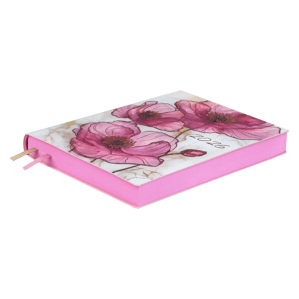 Ежедневник датированный "Розовые маки", А6, 353 страницы, розовый, 2026 - 3