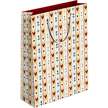 Пакет бумажный подарочный "Folk. Сердечки", 32х49х12 см, белый