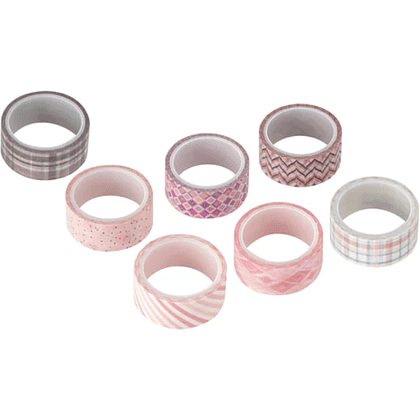 Клейкая лента "Оттенки розового", 15х3 мм/м, ассорти - 3