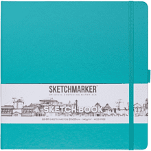 Скетчбук "Sketchmarker", 80 листов, 20x20 см, 140 г/м2, изумрудный