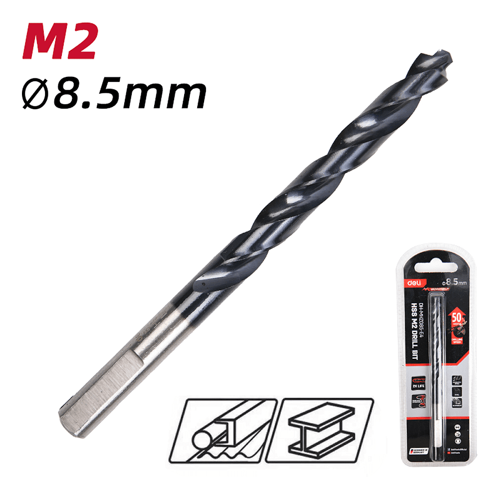 Сверло по металлу Deli RS EDH-MHZ085-E4, 8.5 мм, DIN 338, HSS-TiN - 2 Сверло по металлу Deli RS EDH-MHZ085-E4, 8.5 мм, DIN 338, HSS-TiN - 2