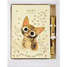 Набор ежедневник недатированный "Love me.Милый котик", А6, кожзам. + ручка 