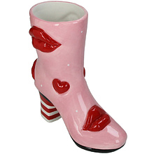 Ваза керамическая "Boot Lips", 19,5x8,5x23 см, розовый, красный