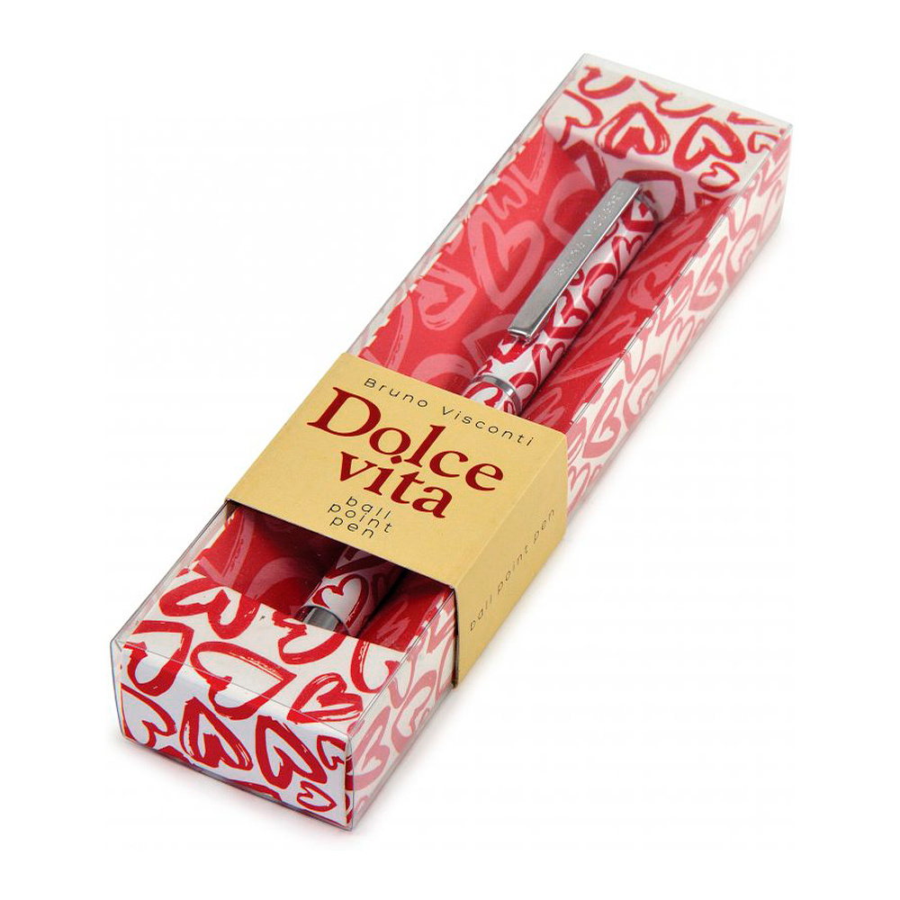 Ручка шариковая автоматическая "Dolce Vita. Сердечки. Красные", 0.7 мм, белый, красный, стерж. синий