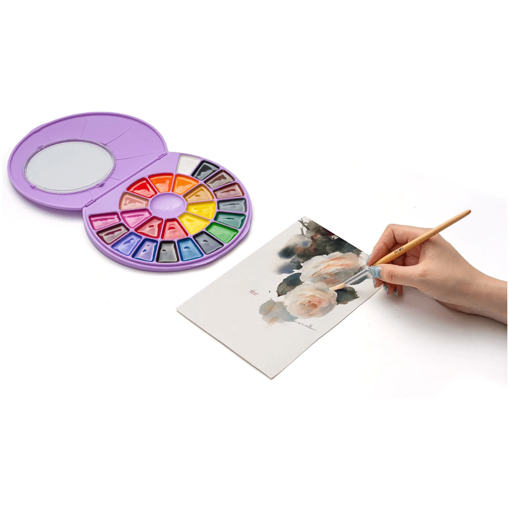 Краски акварельные "Himi", набор, 24 цвета, фиолетовый футляр - 4