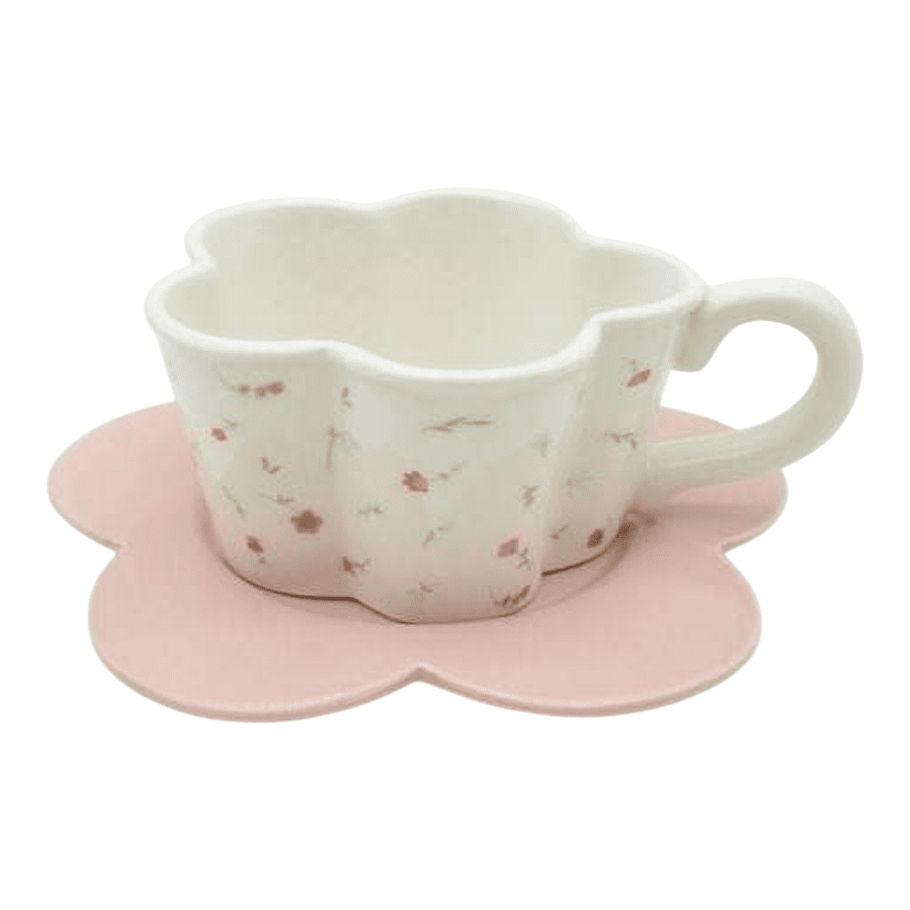 Чашка с блюдцем "Cozy dishes", керамическая, 430 мл., белый, розовый