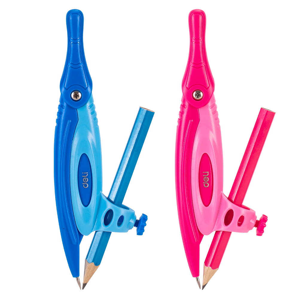 Циркуль "Deli EG20102", с карандашом, футляр, ассорти