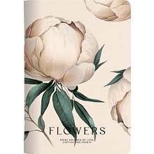 Тетрадь "Peony айвори", A5, 48 листов, клетка, скоба сбоку, разноцветный