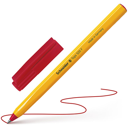 Ручка шариковая "Schneider Tops F", 0.4 мм, желтый, стерж. красный - 2