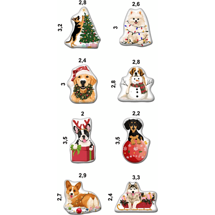 Набор наклеек объемных "Новогодние собаки", А6, 1 лист, 8 шт. - 2