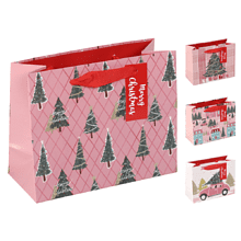 Пакет бумажный подарочный "Новогодняя суета", 23х18х10 см, ассорти