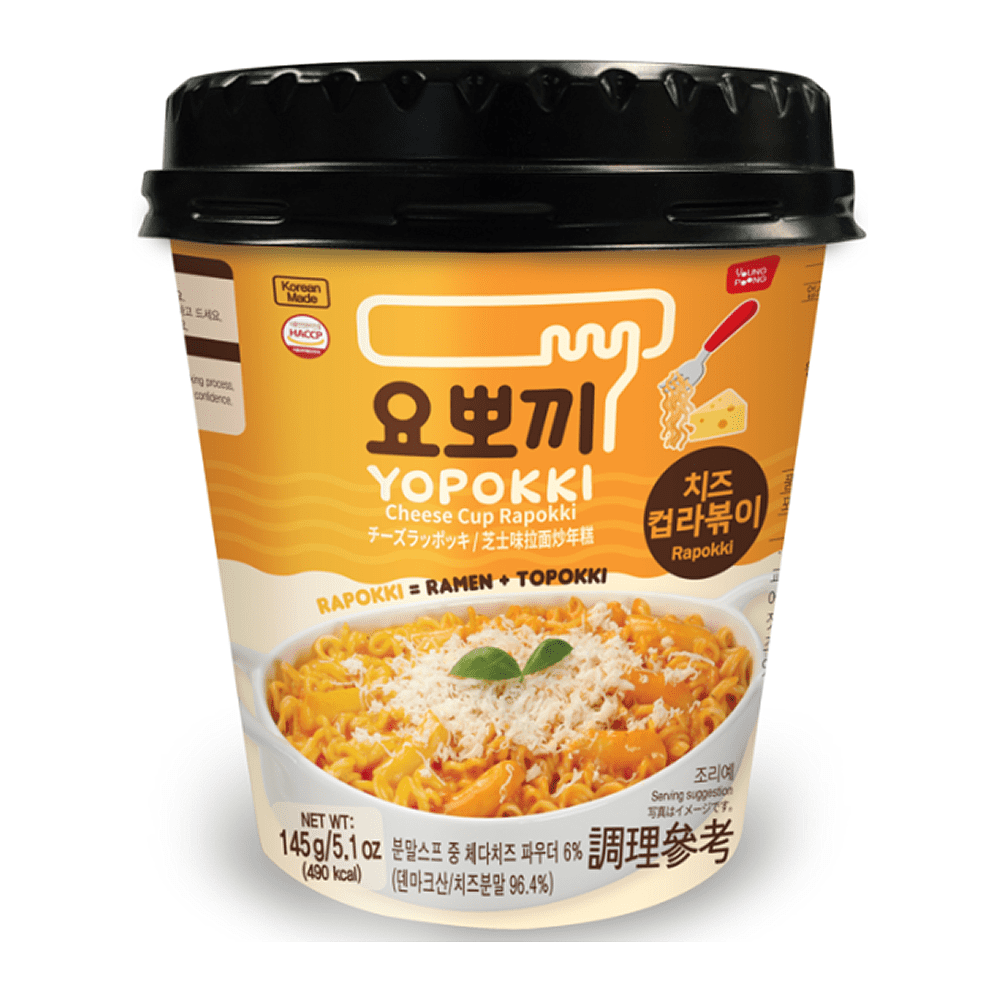 Рамен с рисовыми палочками "Yopokki. Cheese Cup Rapokki", сырные, 145 гр