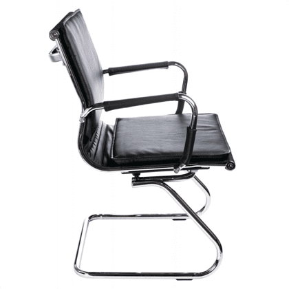 Кресло на полозьях "Бюрократ Ch-993-Low-V", экокожа, черный, металл хром - 2