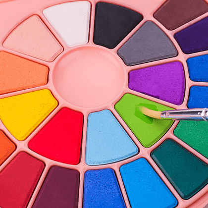 Набор красок акварельных "Himi Miya", 24 цветов, кюветы, розовый футляр - 5