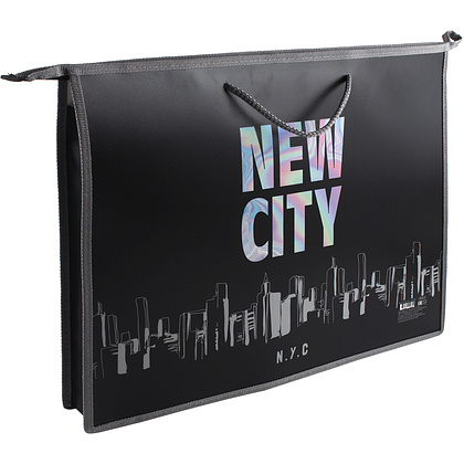 Папка для чертежей и рисунков "New City", А3, молния, черный - 3