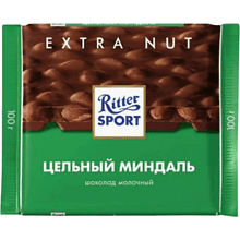 Шоколад молочный "Ritter Sport", 100 г, с цельным миндалем