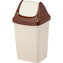 Урна для мусора 25л «СВИНГ», пластик, с крышкой, бежевый мрамор