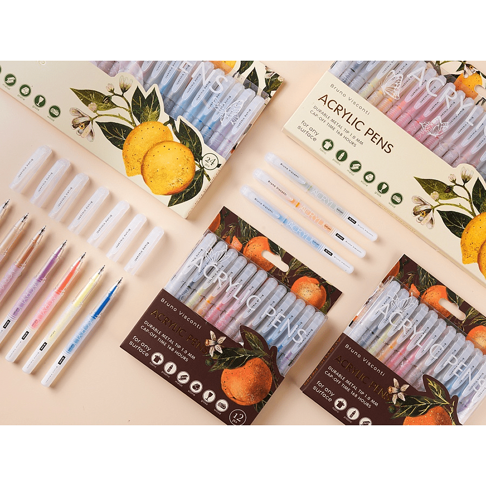 Набор ручек акриловых "Flora. Paradise. Oranges", 1 мм., шариковые, пластик, 12 штук - 5