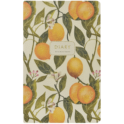 Ежедневник недатированный "Flora. Лимоны", А5, 256 страниц, желтый, зеленый