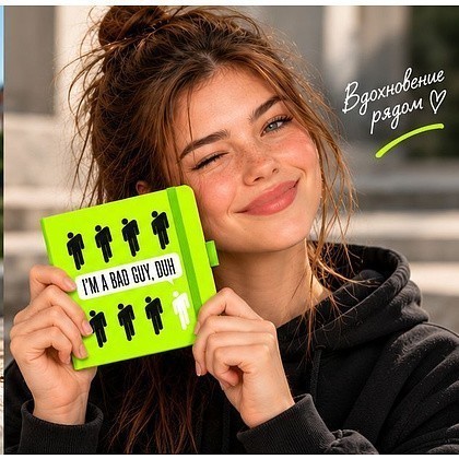 Скетчбук "I’m a bad guy", 12х12 см, 140 г/м2, 80 листов, зеленый луг - 4