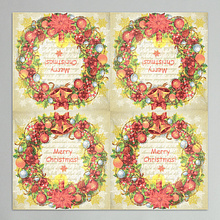 Салфетки бумажные "Новогодний венок", 20 шт, 33x33 см, разноцветный