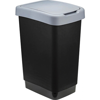 Урна для мусора IDEA, 25 л, пластик, черный, серый Урна для мусора IDEA, 25 л, пластик, черный, серый