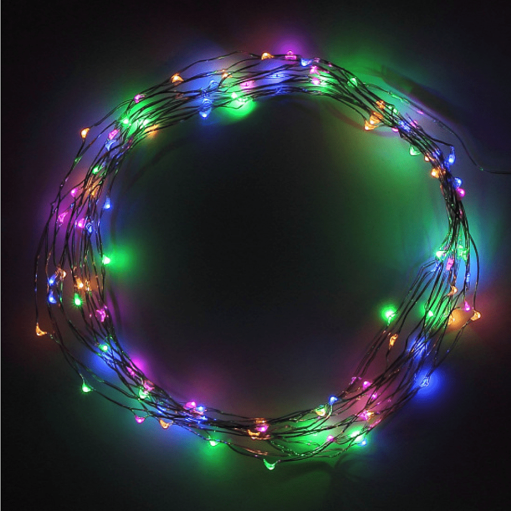 Гирлянда электрическая LED "Нить" с насадками "Роса" 10 м, мультиколор - 4